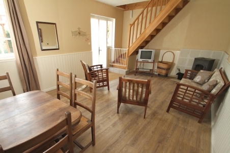 Fougere Gite's living room with wood burner.